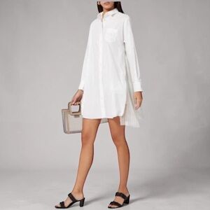 SACAI White Zip-up Side Slit Pleated ShirtDress - 2 / Medium